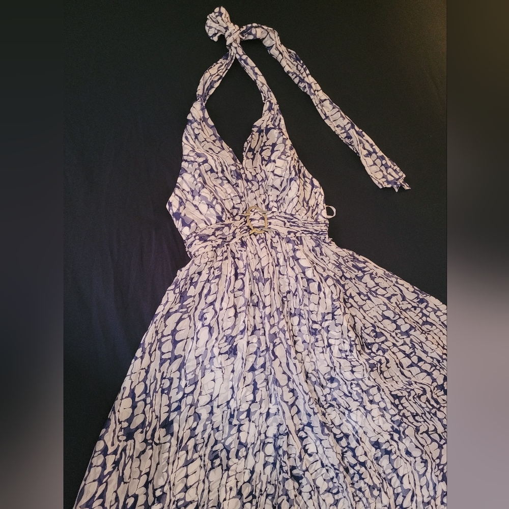 NEW W/ TAGS Donna Ricco Navy and White Backless Dress